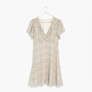 Madewell 100% Silk Ruffle-Neck Mini Dress